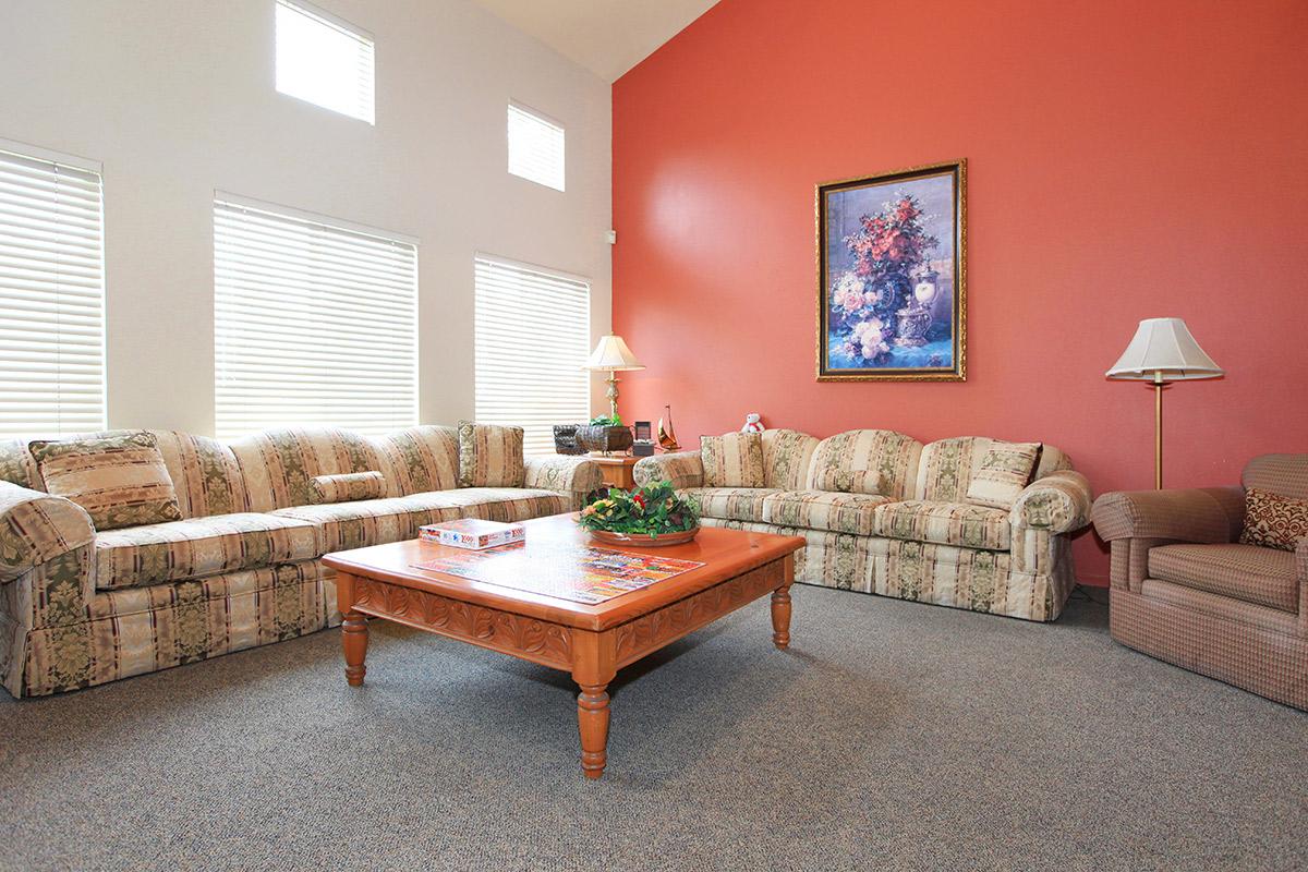 Community room with couches and a coffee table