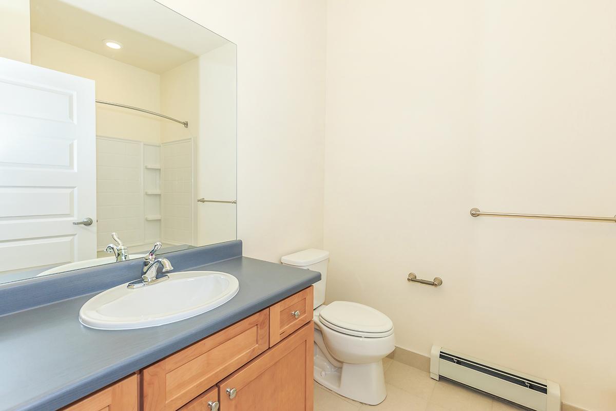 a white sink sitting under a mirror