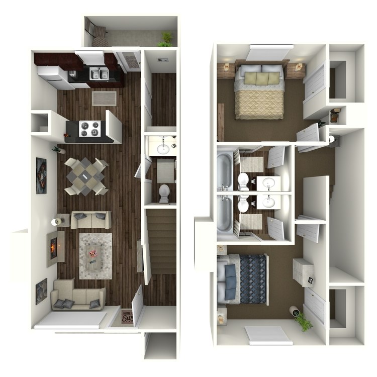 Floor plan image of 2 Bed 2.5 Bath B