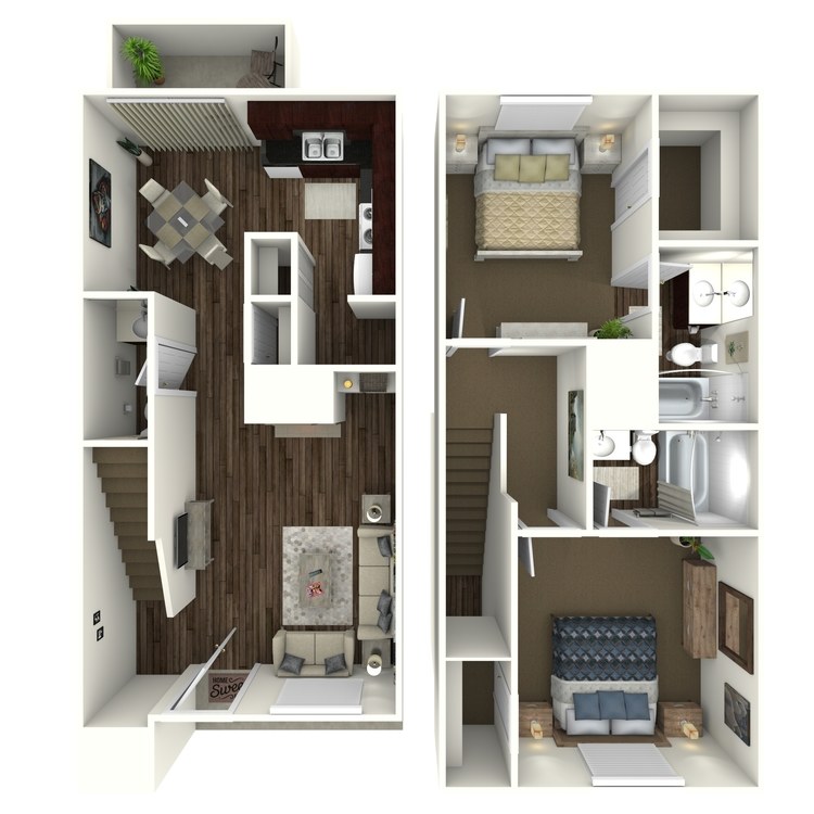 Floor plan image of 2 Bed 2.5 Bath C