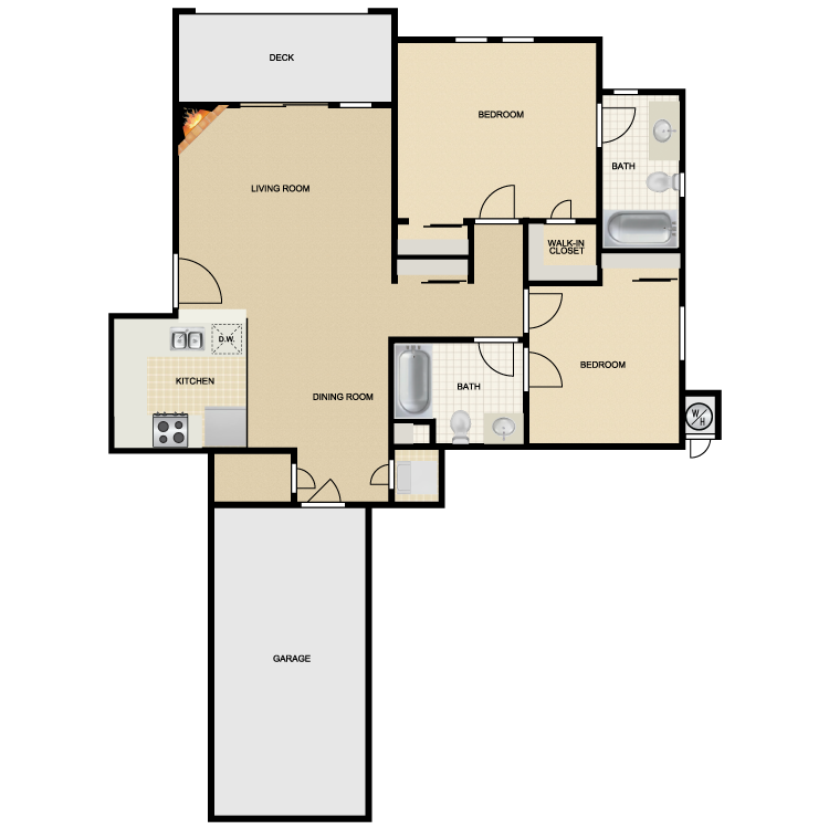 Floor plan image of Mission Santa Cruz I & II