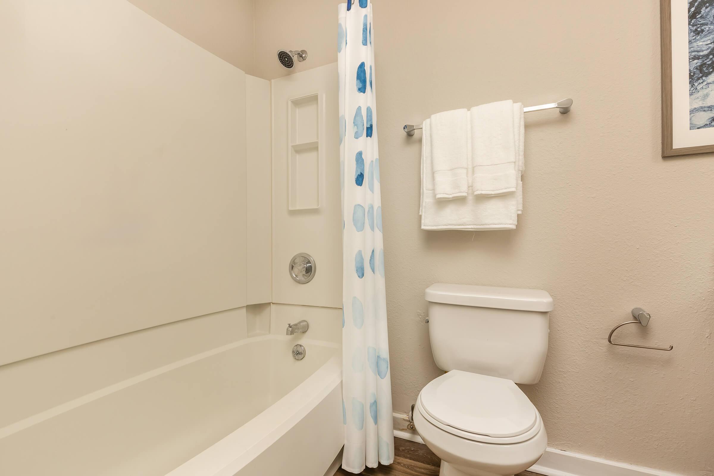 Carrington Tub and Shower at Madison Landing at Research Park Apartments in Madison, Alabama