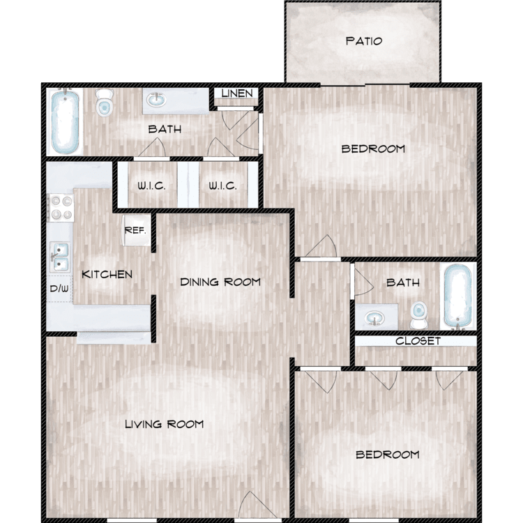 Azul 2 Bed 2 Bath floor plan