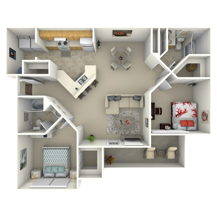 Floor plan image of 2 Bed 2 Bath