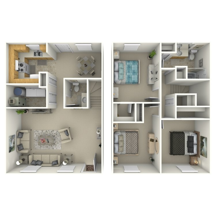 Floor plan image of 3 Bed 1.5 Bath No Garage