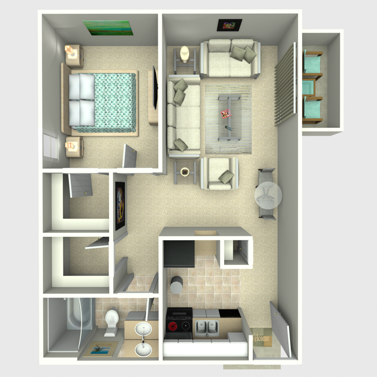 Floor plan image of 1 Bed 1 Bath B