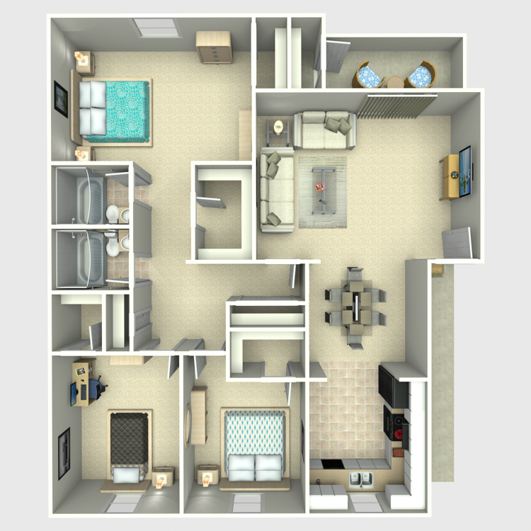 Floor plan image of 3 Bed 2 Bath
