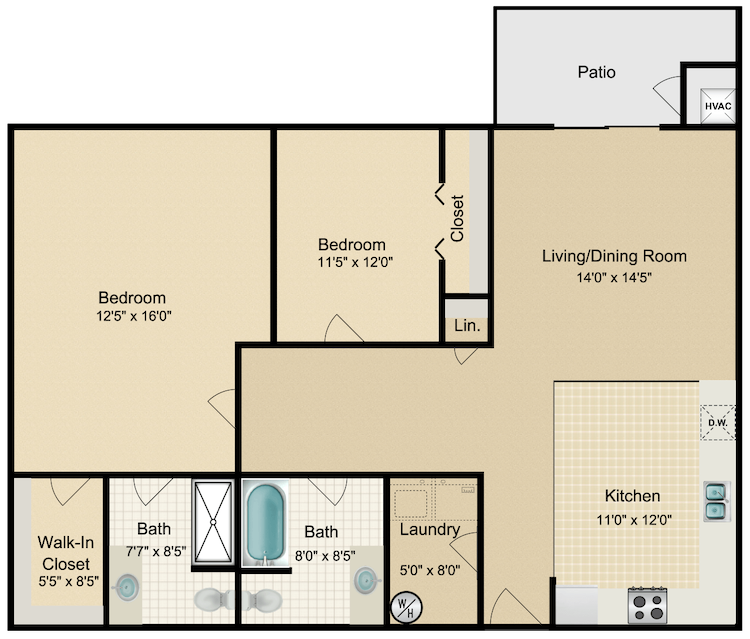 Floor plan image of Contemporary 2 Bed