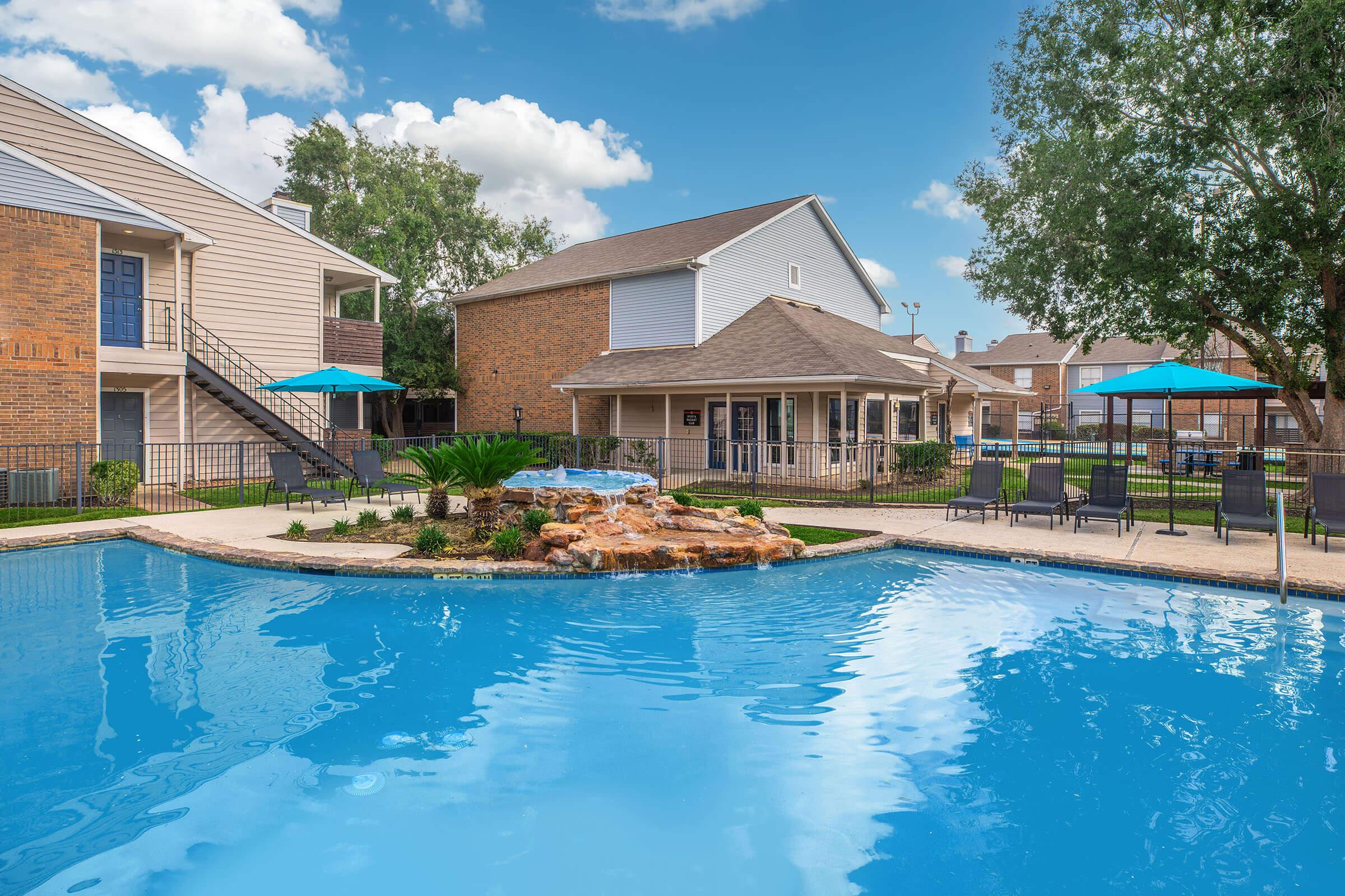 a small house in a pool of water