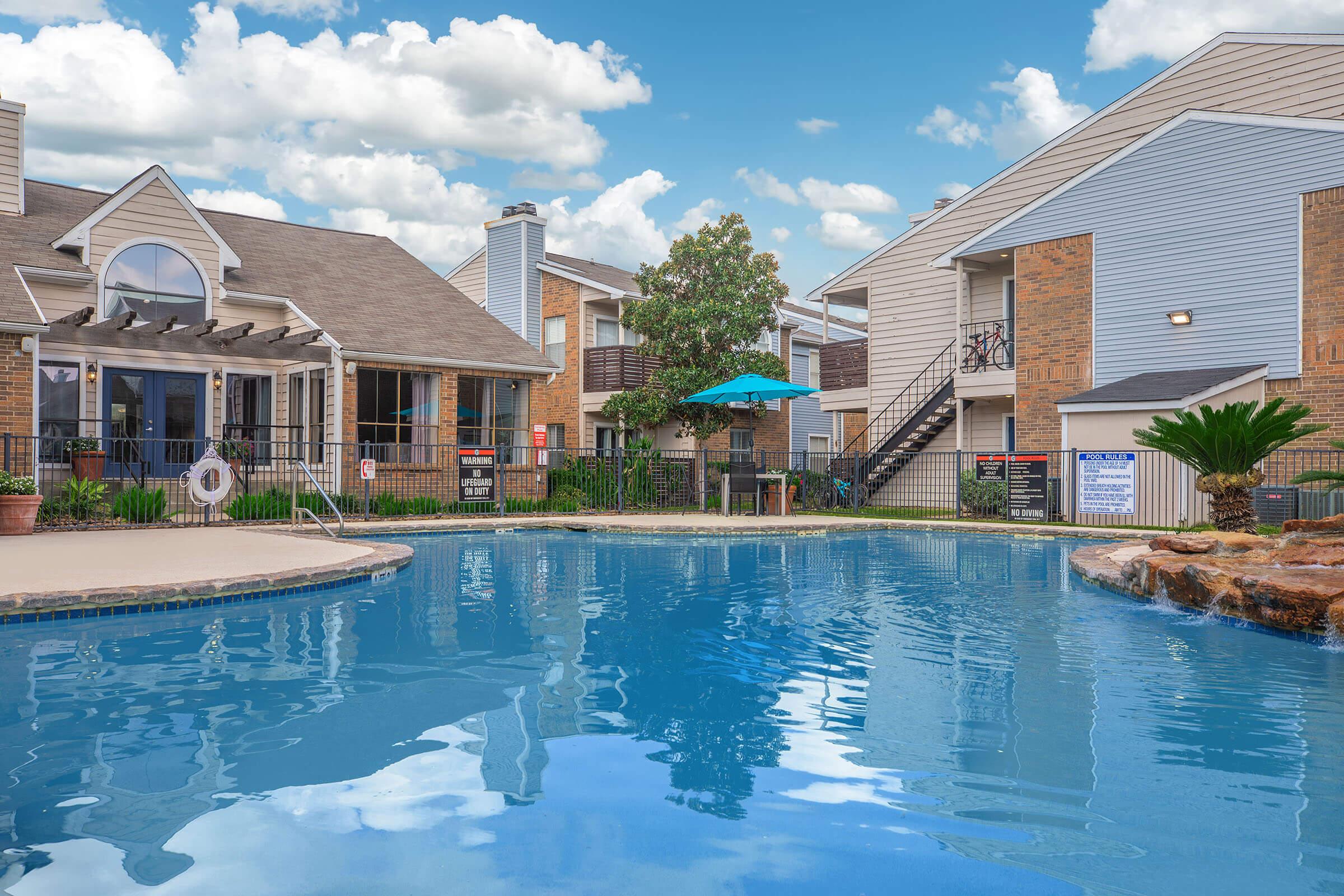 a small house in a pool of water