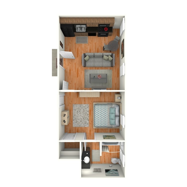 Floor plan image of 1 Bed 1 Bath B