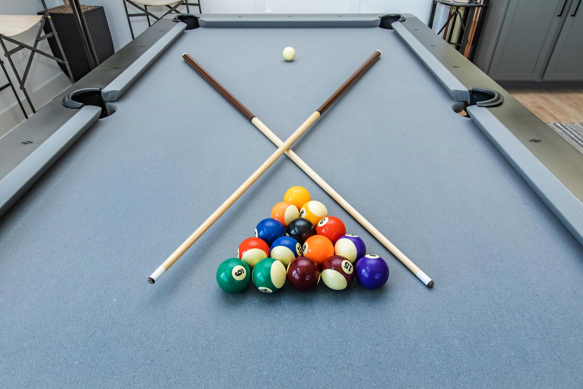 a table topped with a blue ball