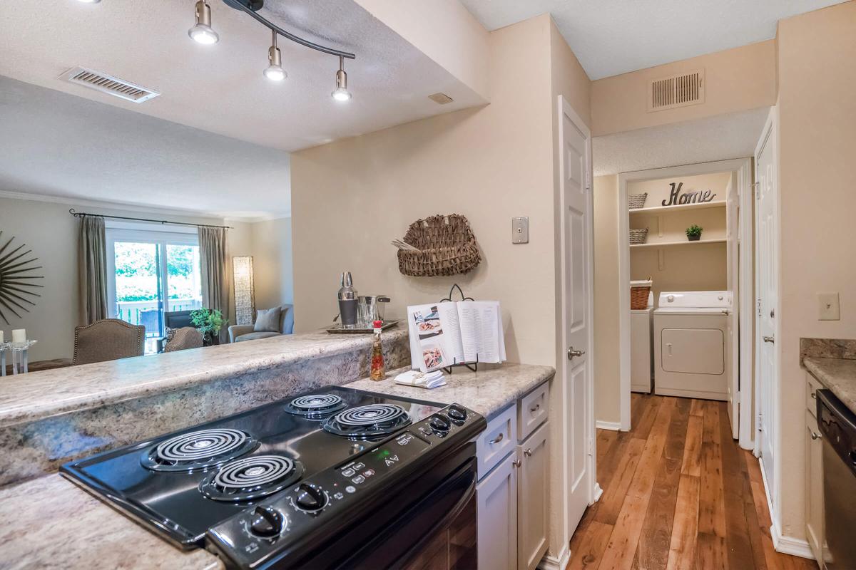 Two Bed Two Bath Fully-equipped Kitchen with Laundry Area