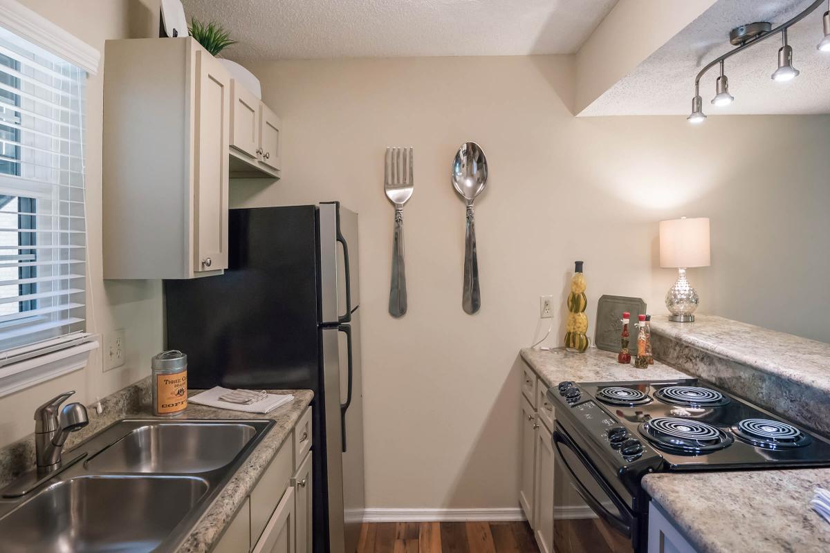 Two Bed Two Bath Galley Kitchen at South Wind Apartment Homes in Franklin, Tennessee