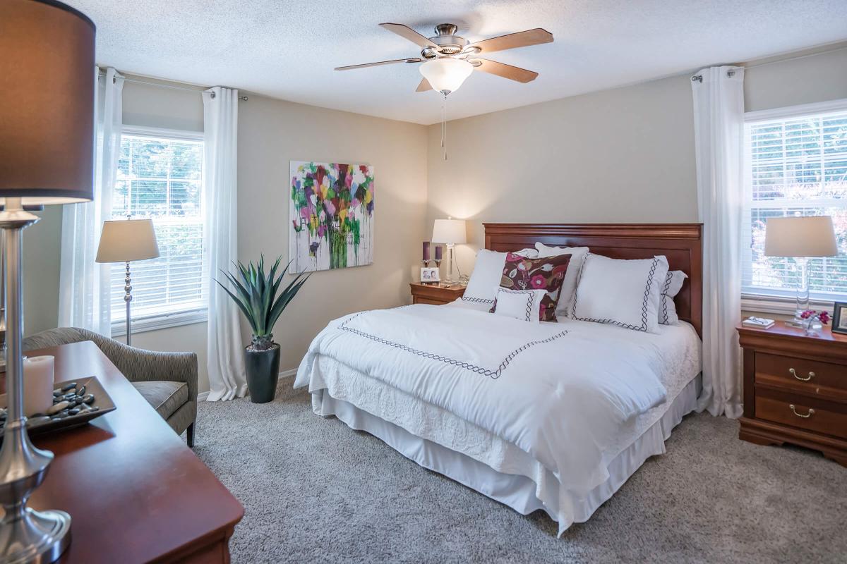 Two Bedroom Floor Plan Has Ceiling Fans with Lights