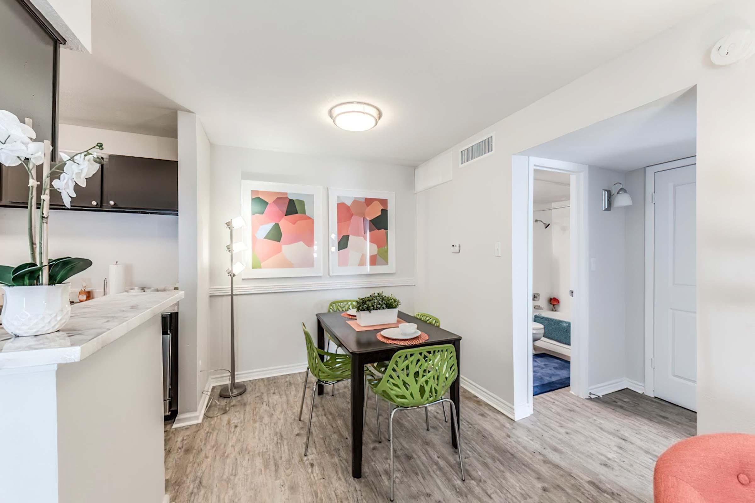 a kitchen with a lot of furniture in a room