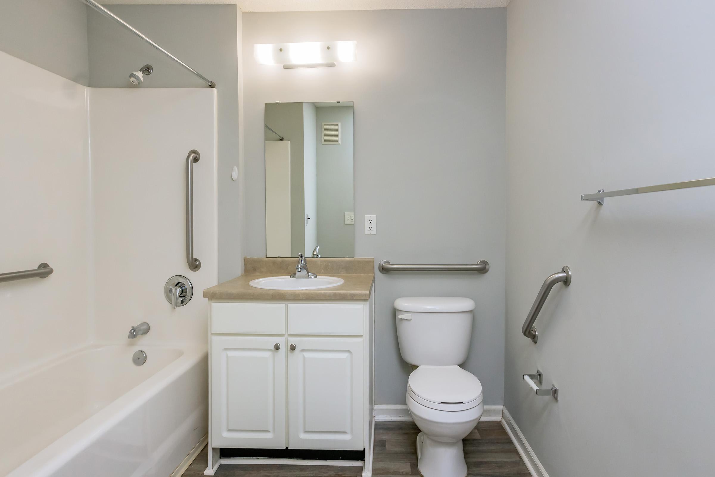 a shower that has a sink and a mirror