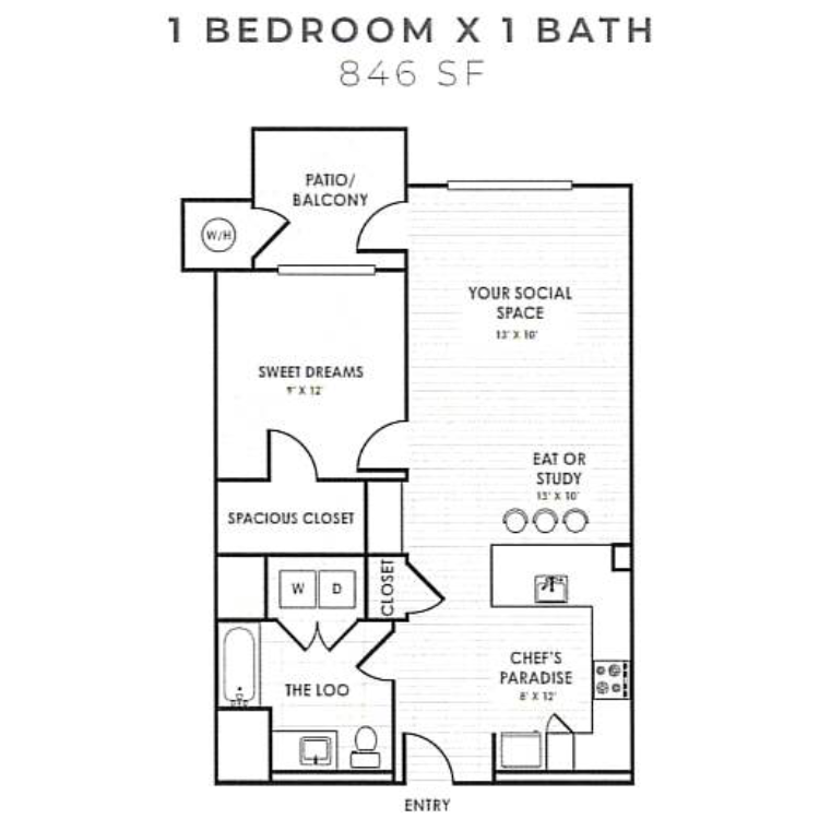 One Bedroom C floor plan