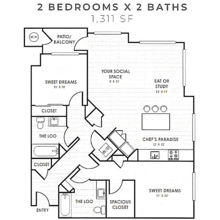 Two Bedroom D floor plan