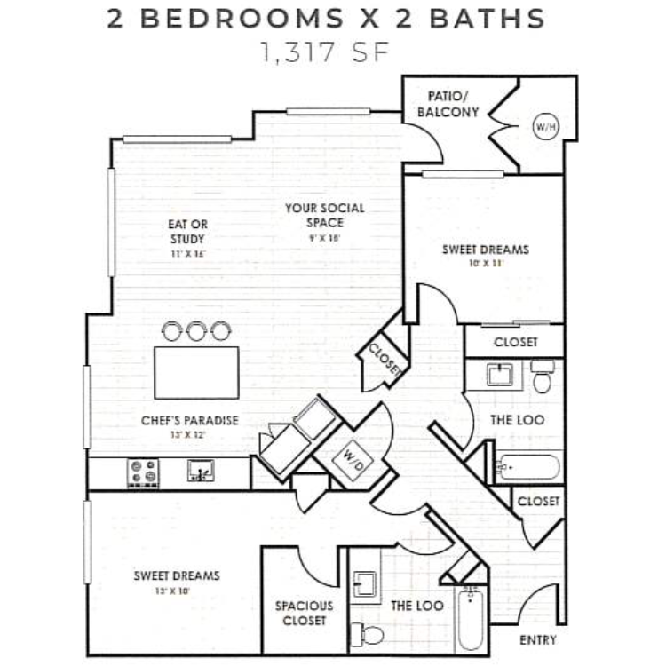 Two Bedroom F floor plan