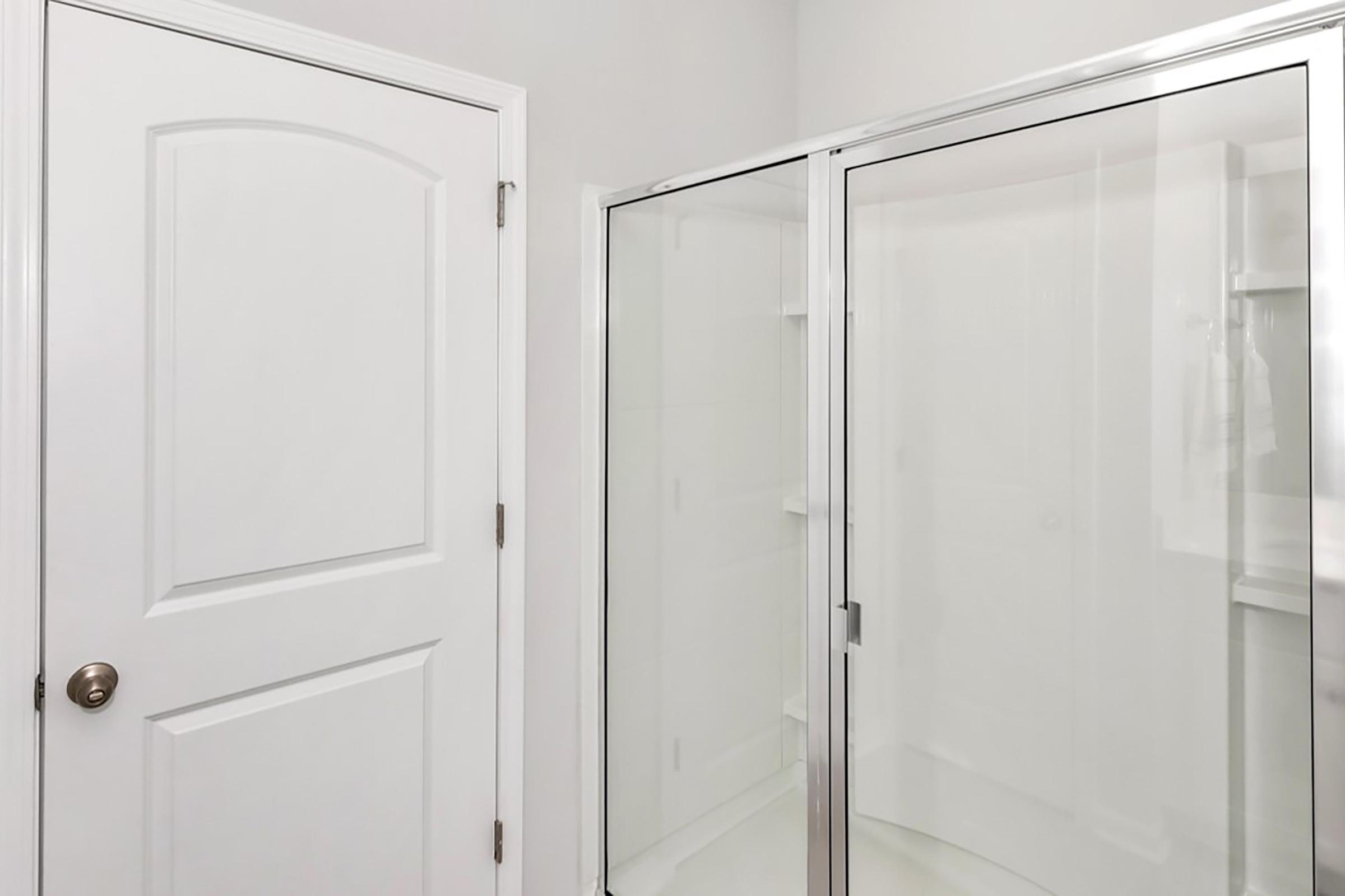 a glass shower door