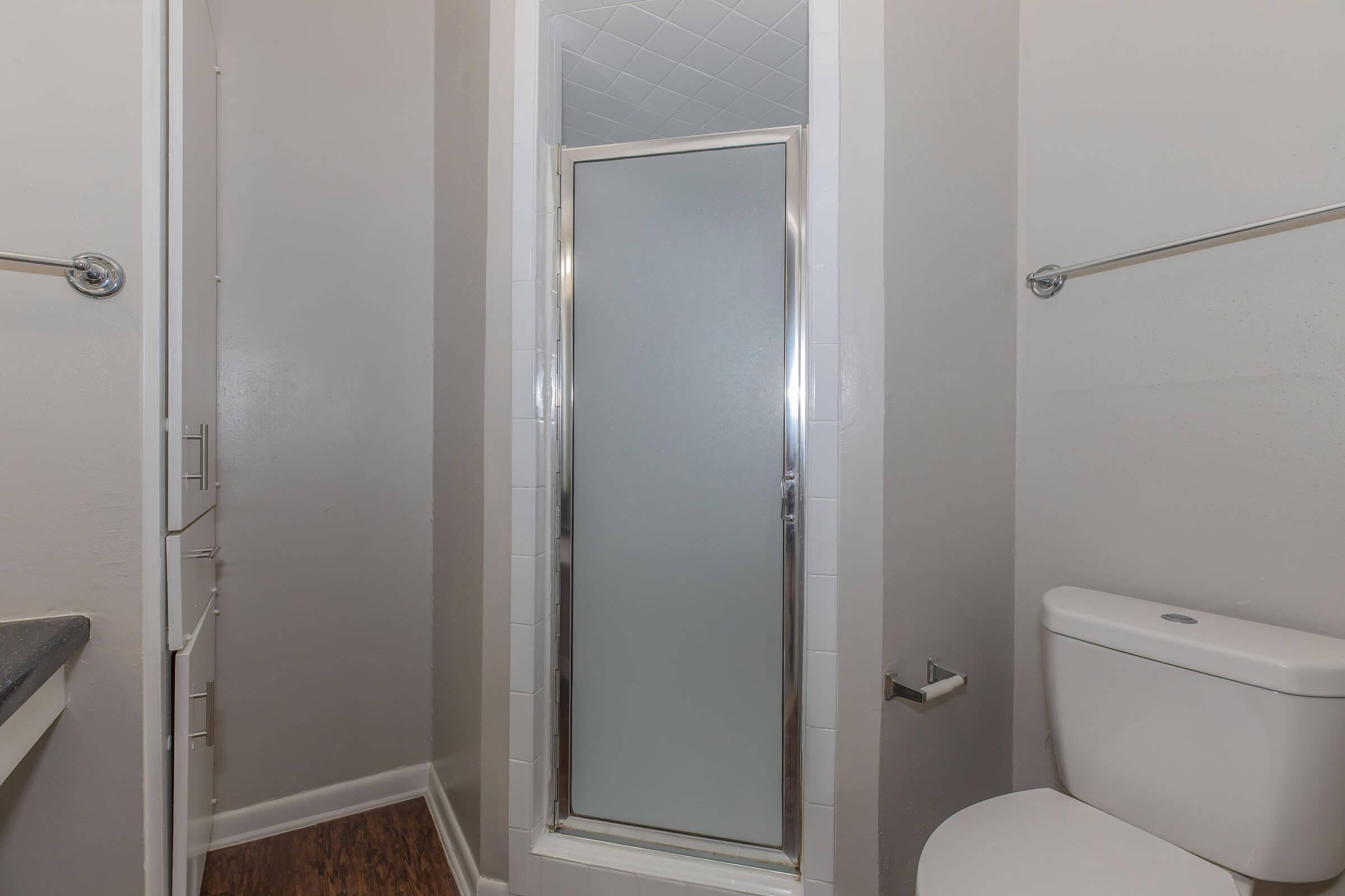 a glass shower door