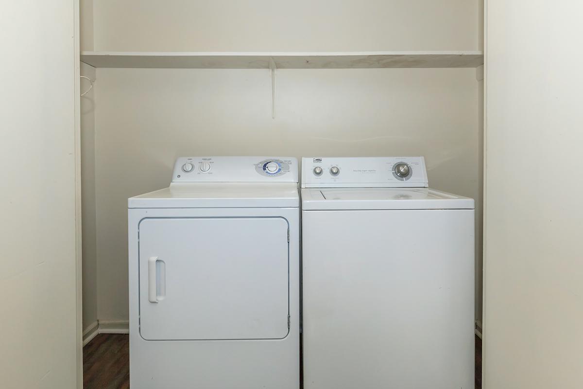 WASHER AND DRYER IN HOME AT UNIVERSITY VILLAGE AT WALKER ROAD IN JACKSON, TENNESSEE