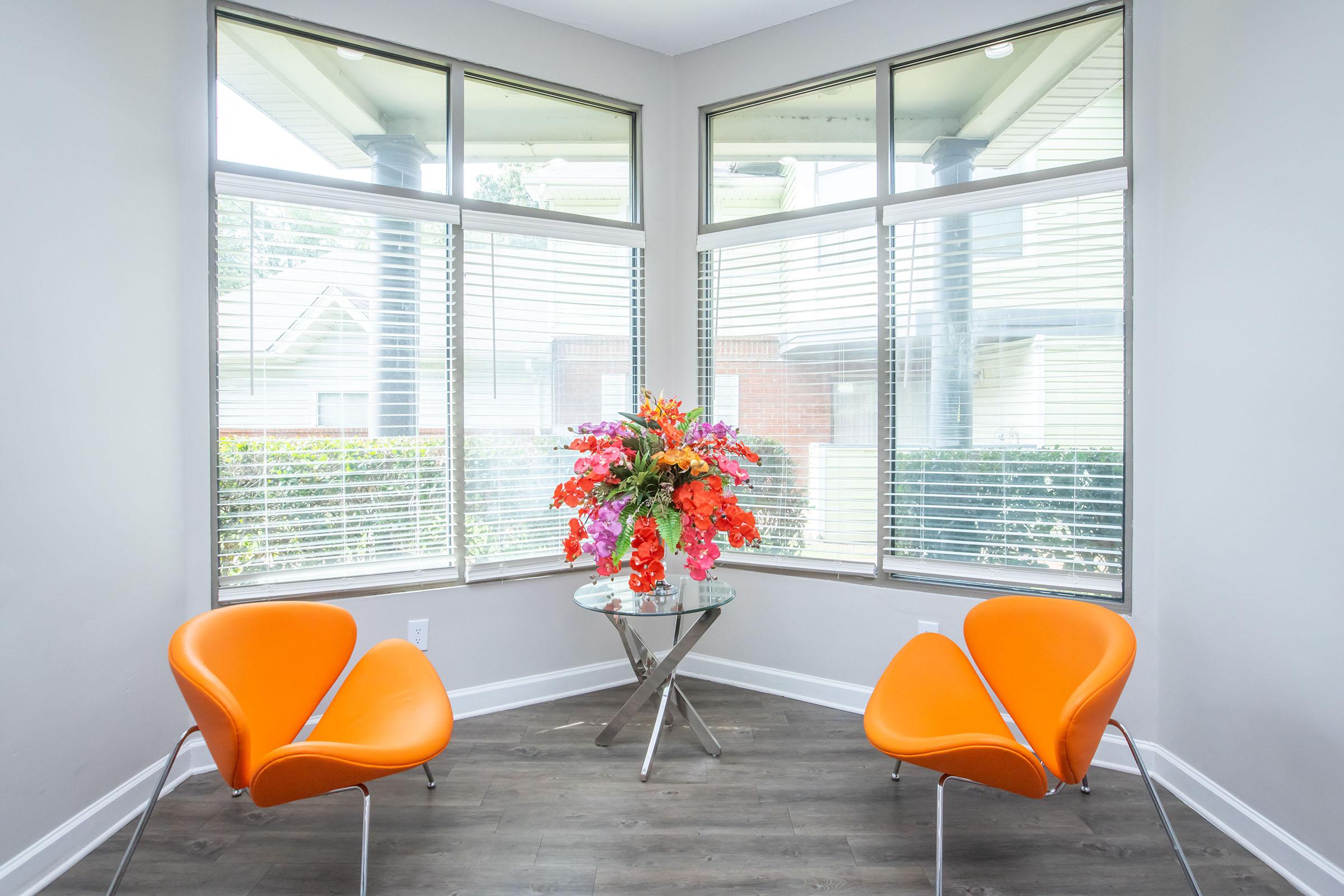 a large orange chair