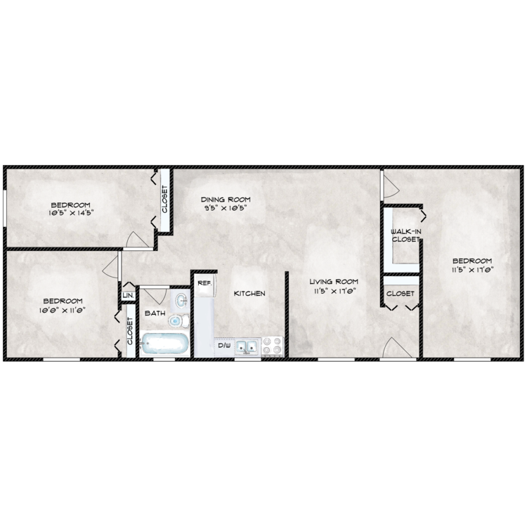 Hamilton Park 3 Bedroom floor plan image