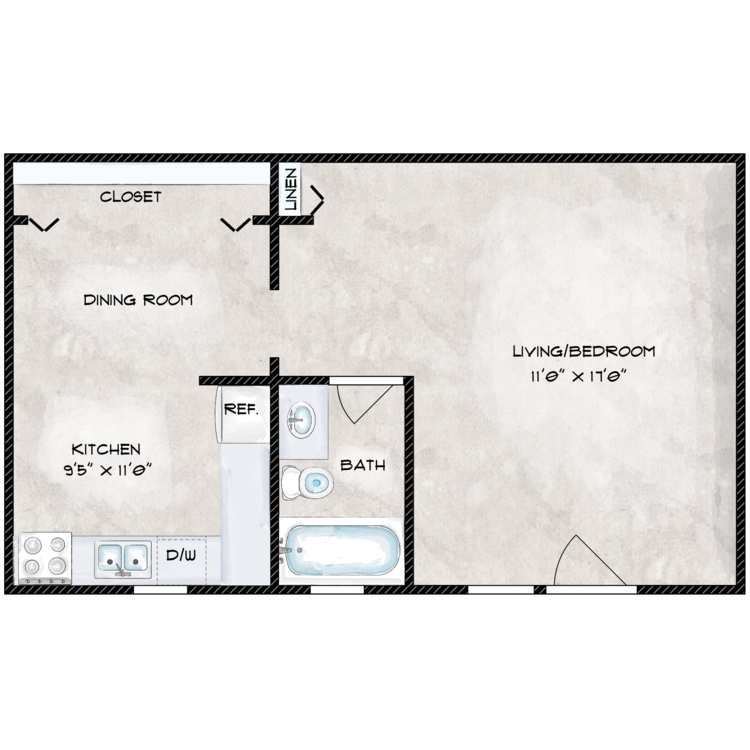 Hamilton Park Studio floor plan image
