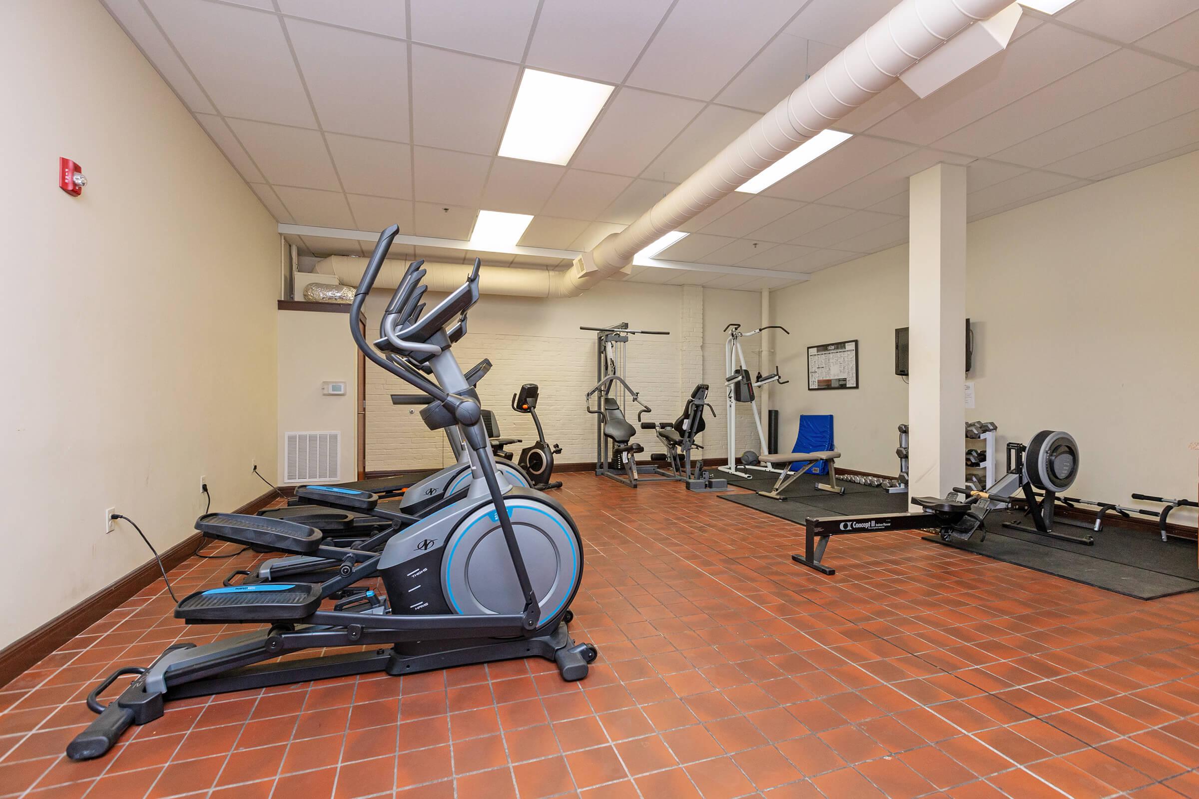 a bicycle parked on the side of the room