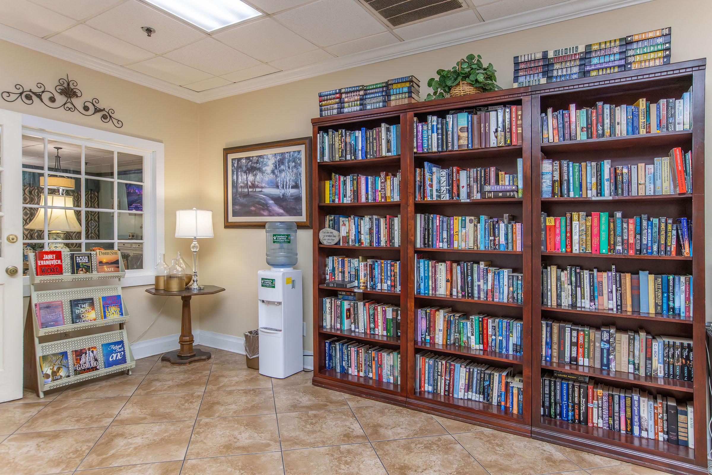 a close up of a book shelf