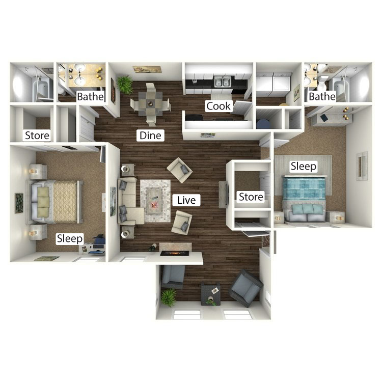 Floor plan image of The Cottage with Sunroom