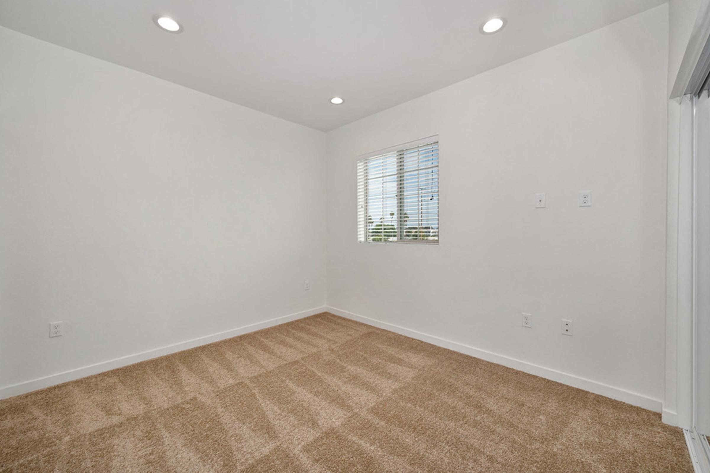 a carpeted bedroom