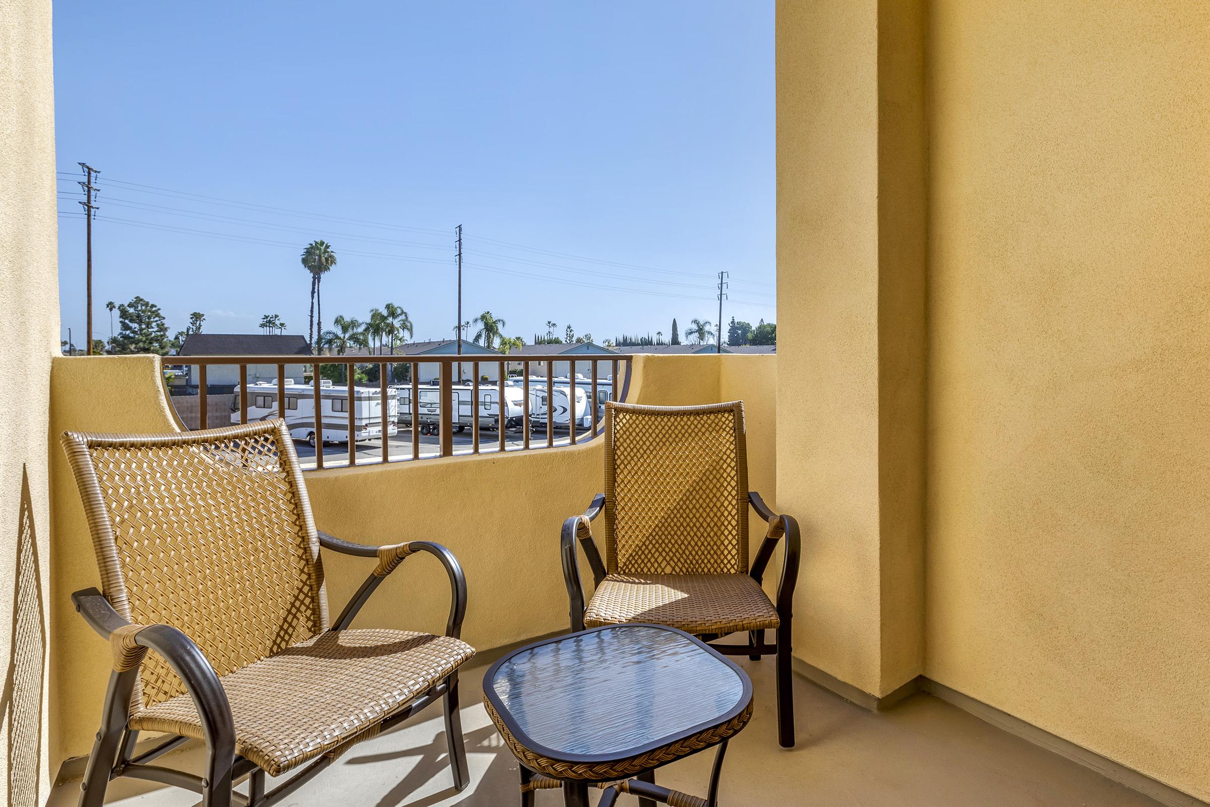 a patio table and chairs