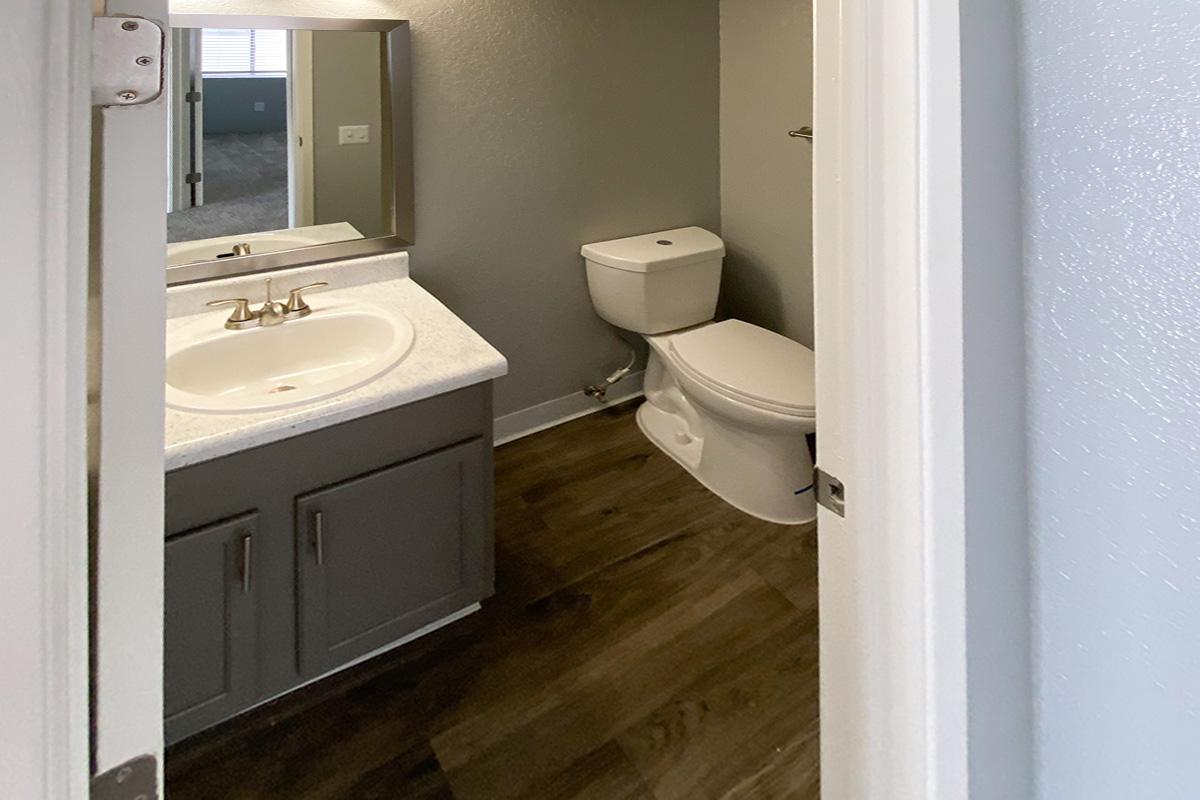 a restroom with a sink and a mirror