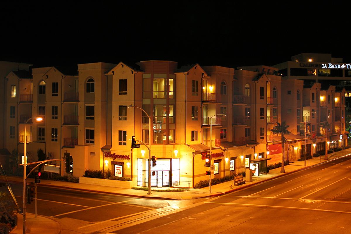 a lit up city at night