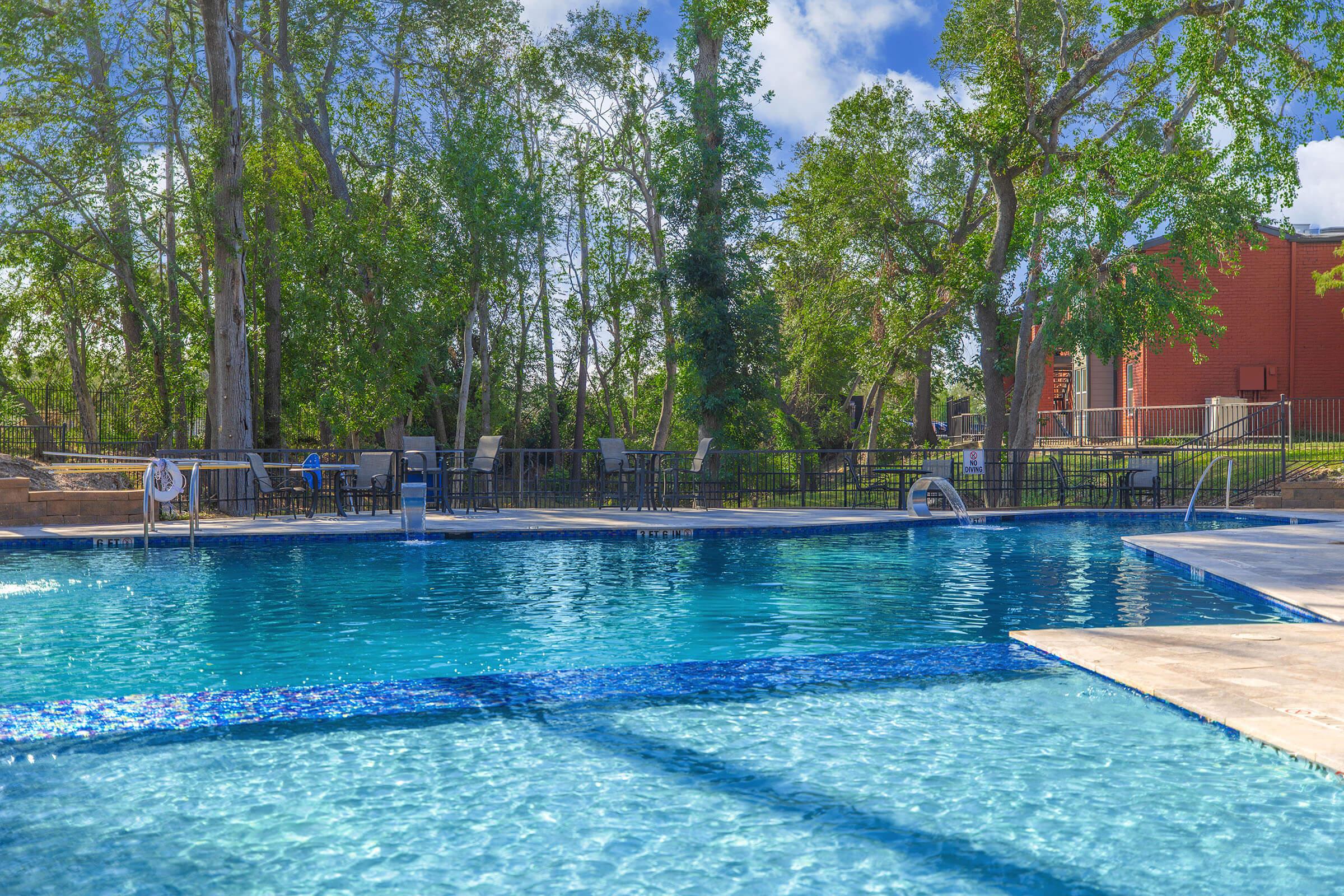 a blue pool of water