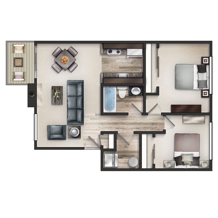 Floor plan image of 2 Bed 1 Bath