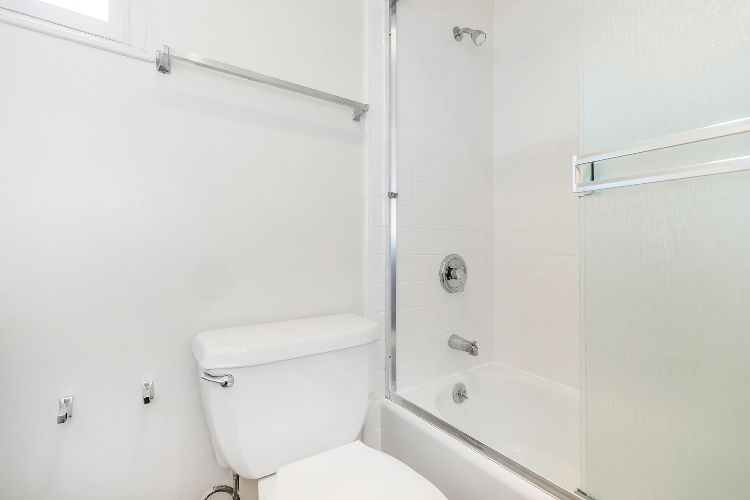 Bathroom with glass shower doors