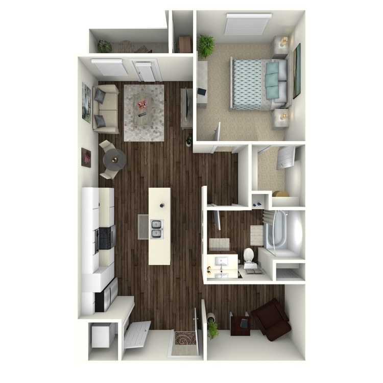 Vellum, a 1 bedroom 1 bathroom floor plan.