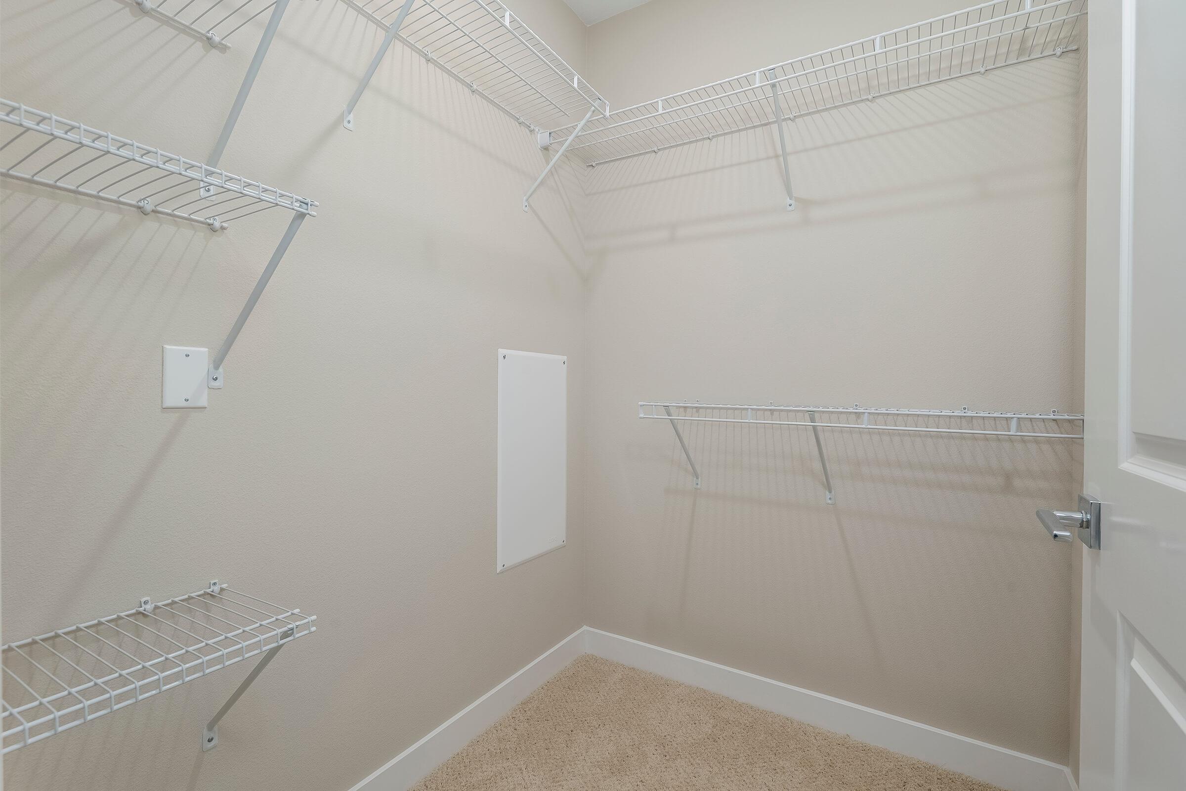 Walk-in closet with shelves