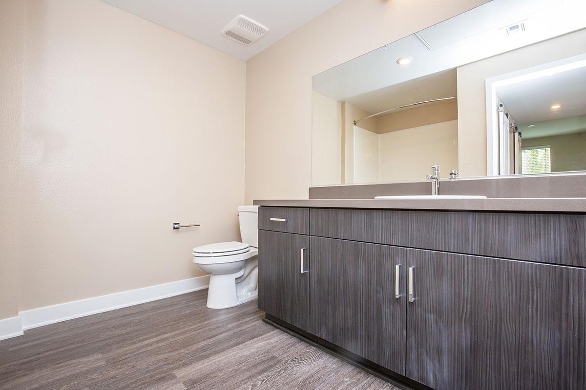 Bathroom with wooden floors