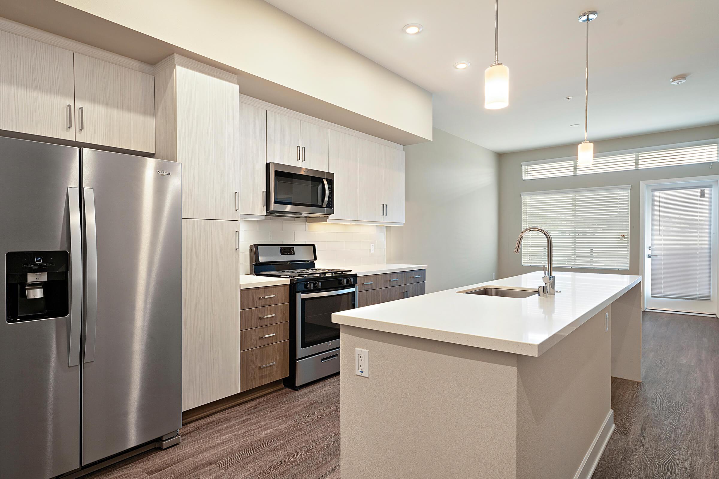 Kitchen with white cabinets