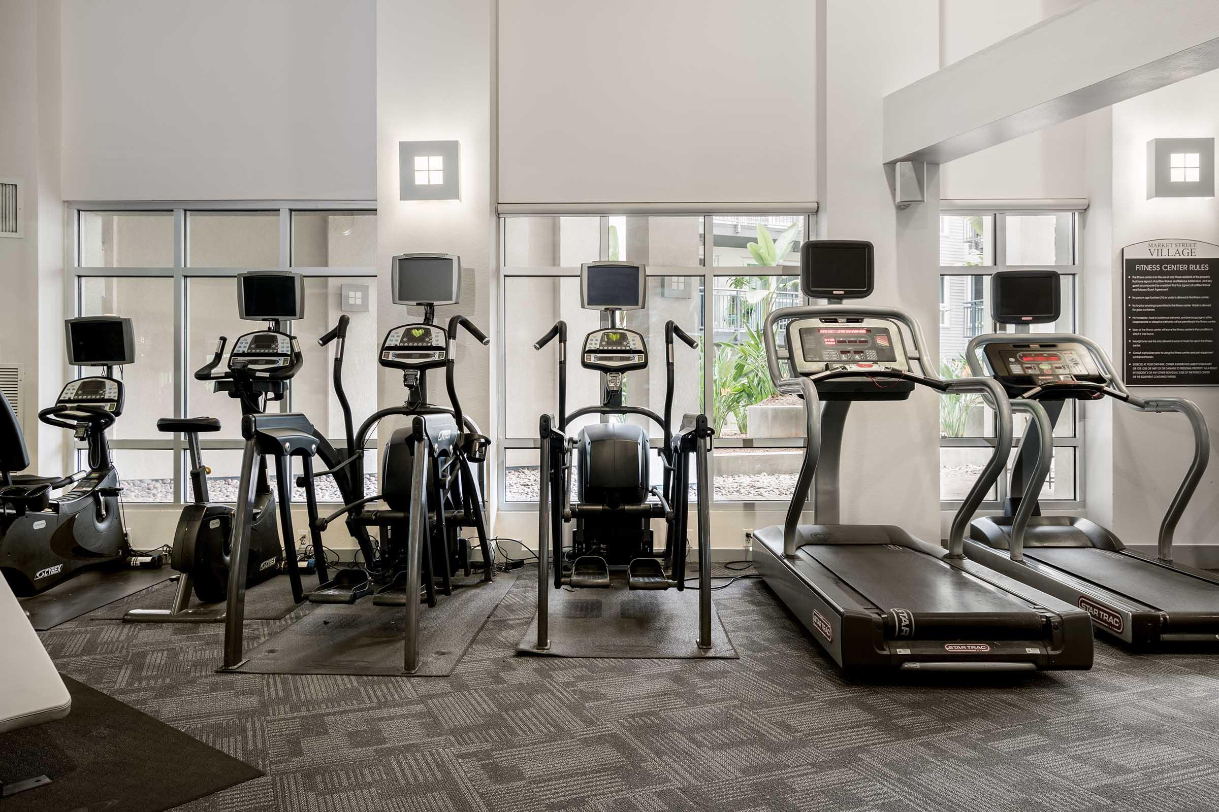 treadmills in a gym