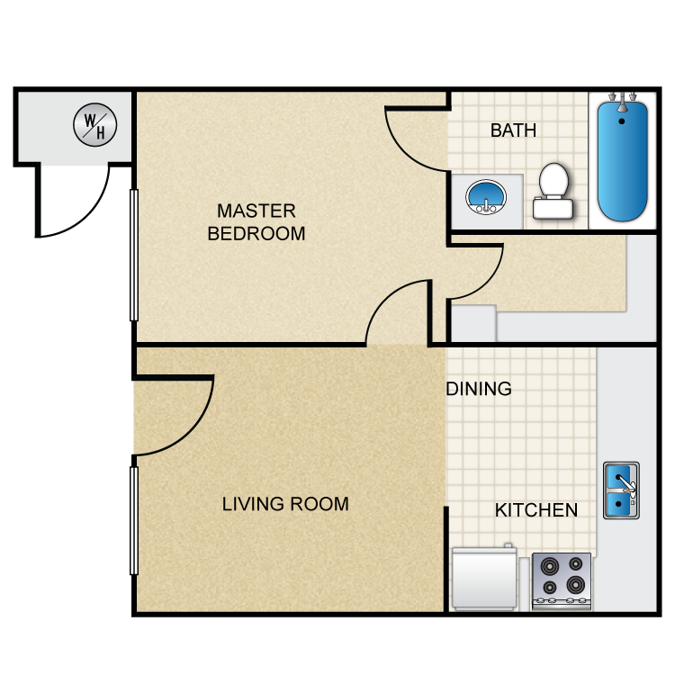 Floor plan image of 1 Bed 1 Bath