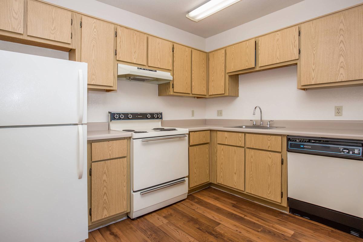 a kitchen with a stove and a refrigerator