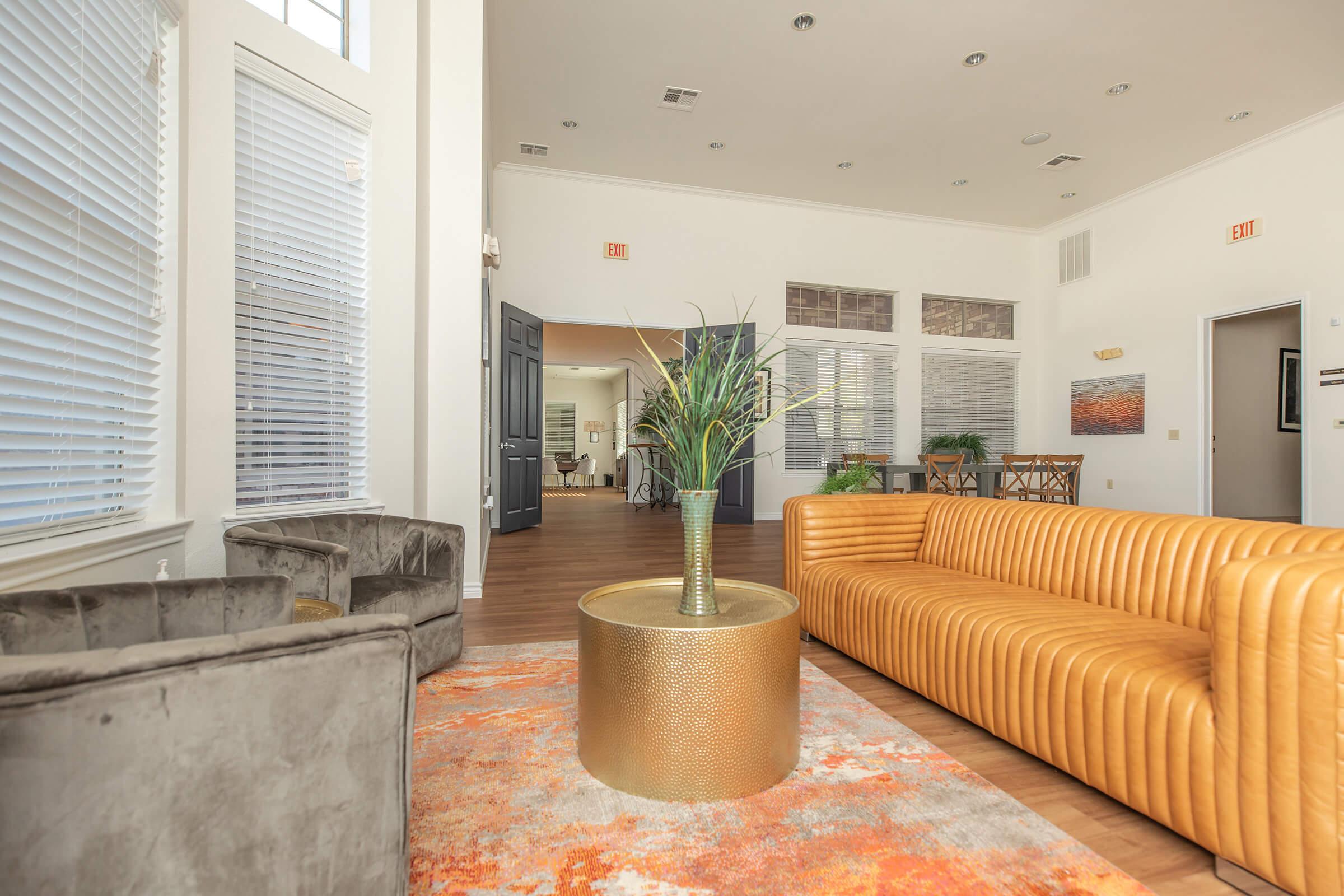 a living room with a large window