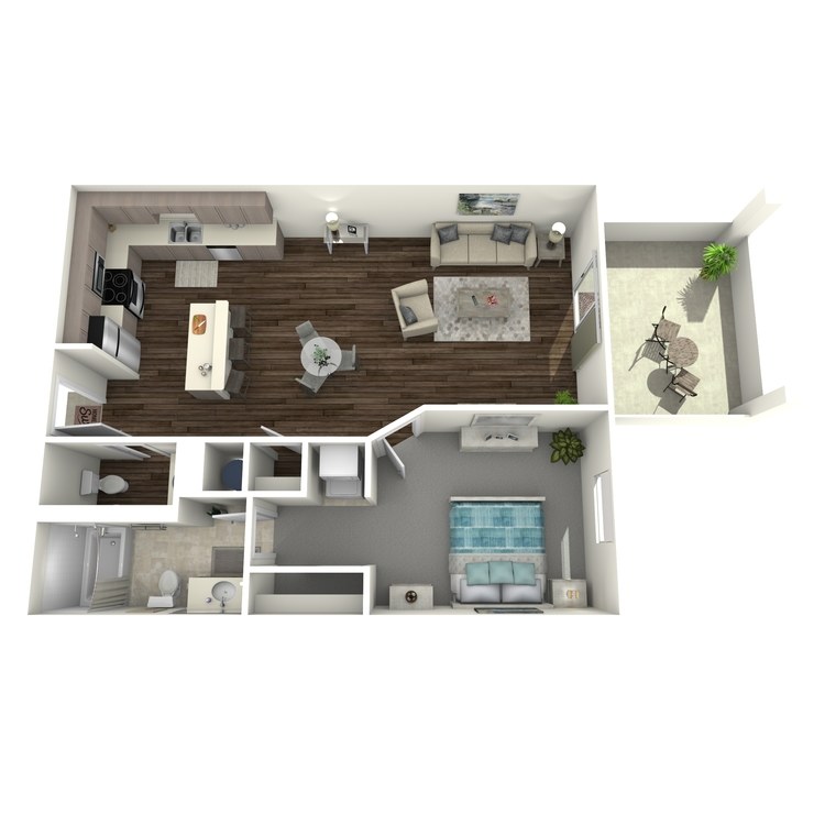 Floor plan image of 1 Bed 1.5 Bath B