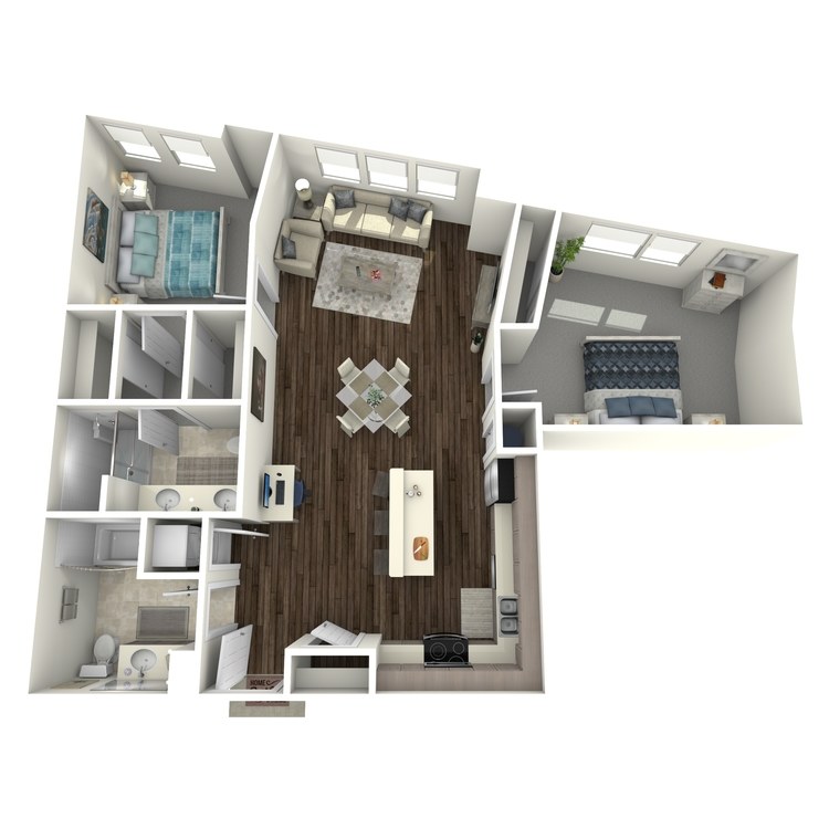 Floor plan image of 2 Bed 1.75 Bath B